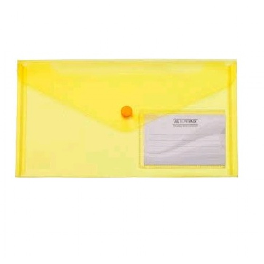 Папка-конверт BUROMAX 3938-08 DL на кнопці (240х130мм)TRAVEL жовта (6 шт. в упаковці)