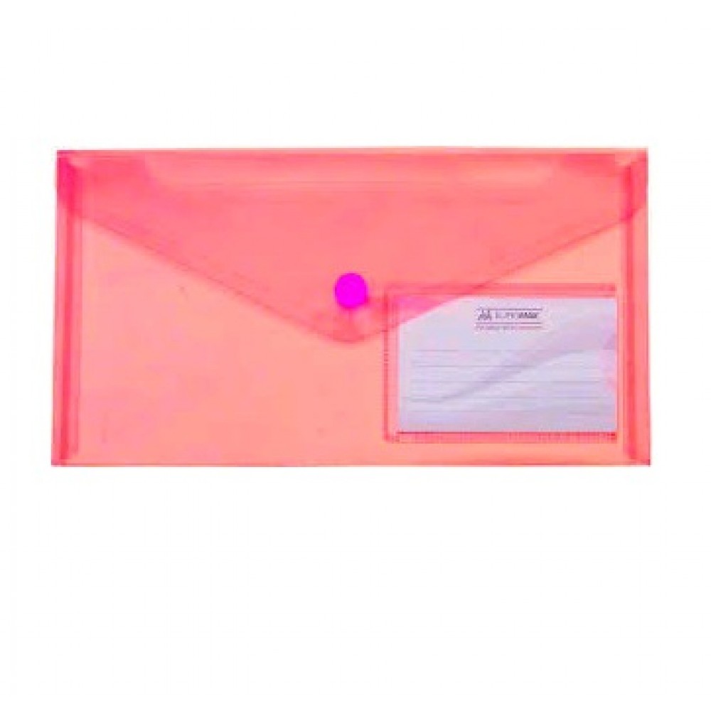 Папка-конверт BUROMAX 3938-05 DL на кнопці (240х130мм)TRAVEL червона (6 шт. в упаковці)