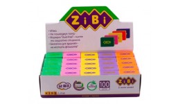 Гумка ZiBi 5420 прямокутна COLOR 26*18*8мм (100 шт. в упаковці)