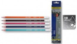 Олівці BUROMAX 8510-12 графітові з гумкою  НВ тригранні 2 2мм  карт. коробка (12 шт.в упаковці)