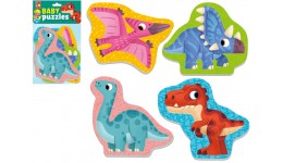 Бебі пазли м`які 1106-93 Малюк зможе  Динозаври  4 пазл.карт. р.26х16см (Vladi Toys)