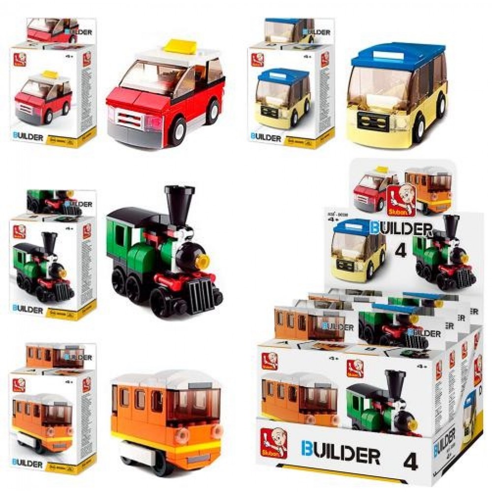 Конструктор в дисплей боксі SLUBAN M38-B0598  Builder   4 види  8 шт.19х19.5х16.5см