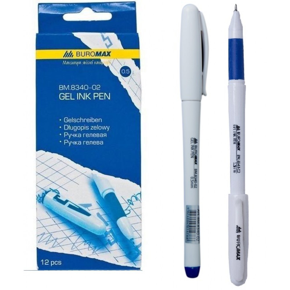 Ручка гелева BUROMAX 8340-02 синя 0 5мм (12/144)