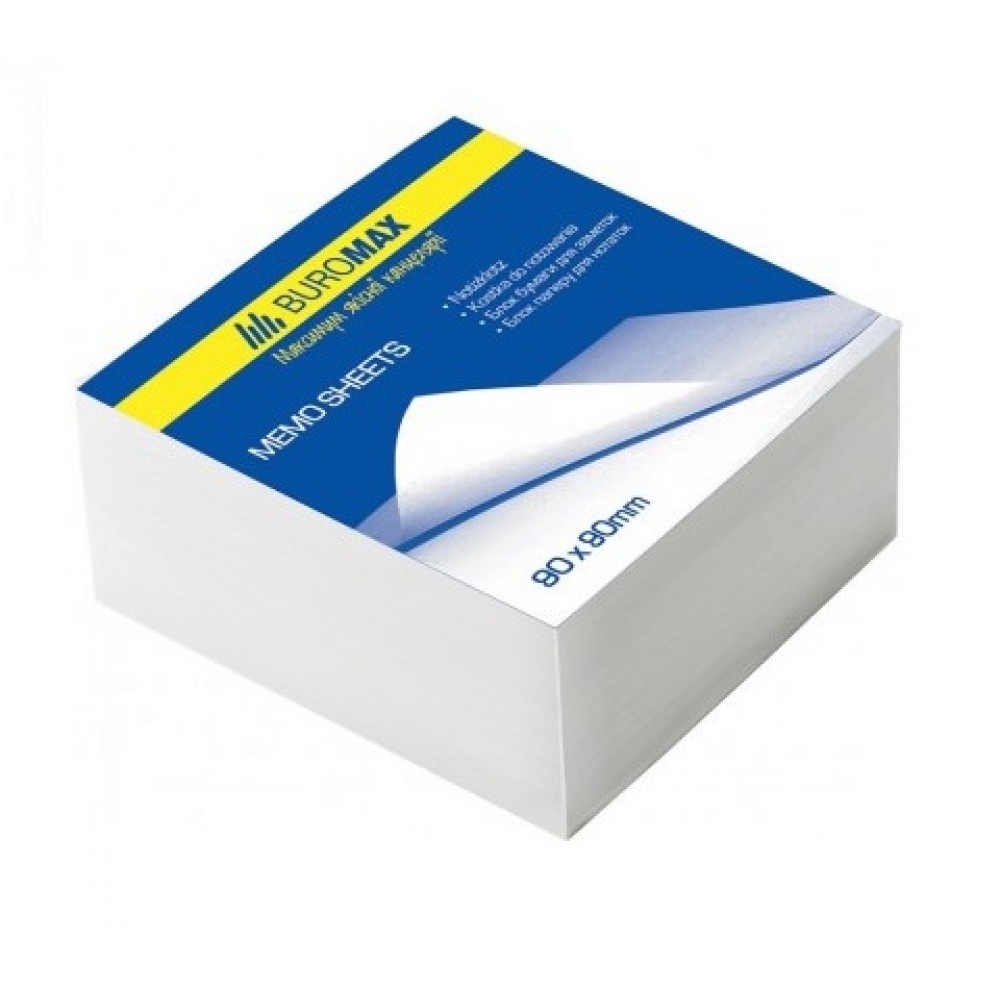 Блок паперу BUROMAX 2201 д/нотаток білий не склеєний 80*80*30мм (1/30)