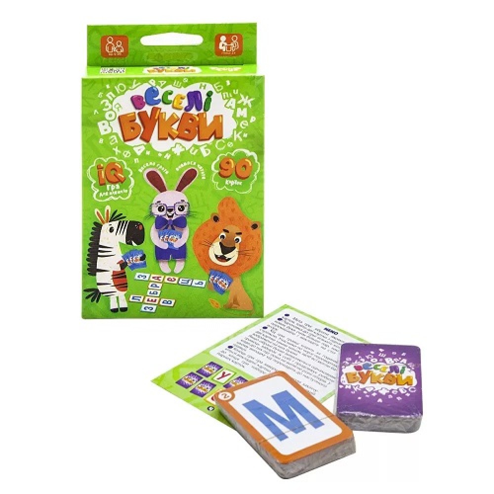Гра карткова навчальна  Веселі букви  розваж та розвиваюча   9*13*2.5 см TM Danko Toys (1/32)