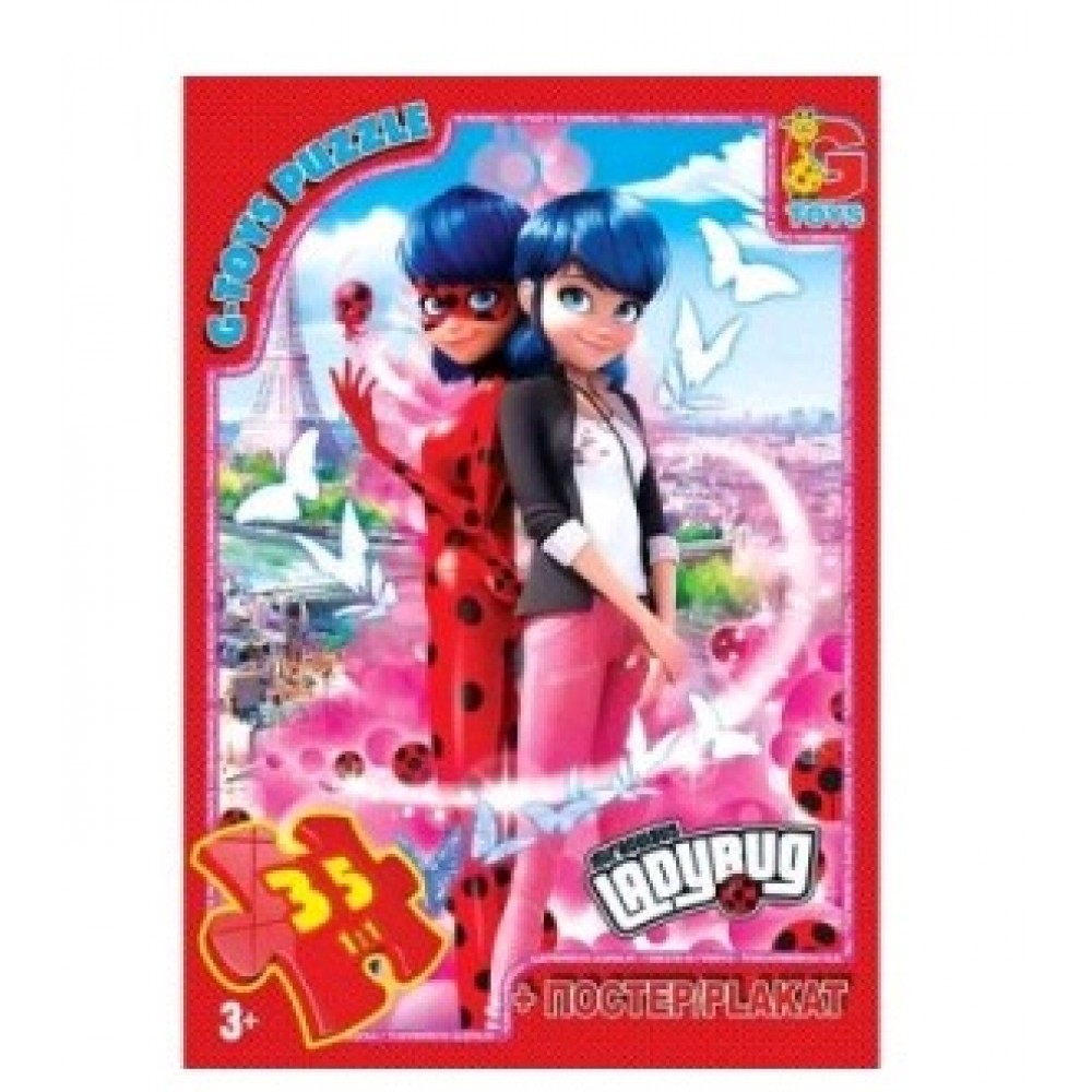 Пазли G-Toys   35 елементів Леді Баг 1012  19*13*3 см  в коробці+плакат