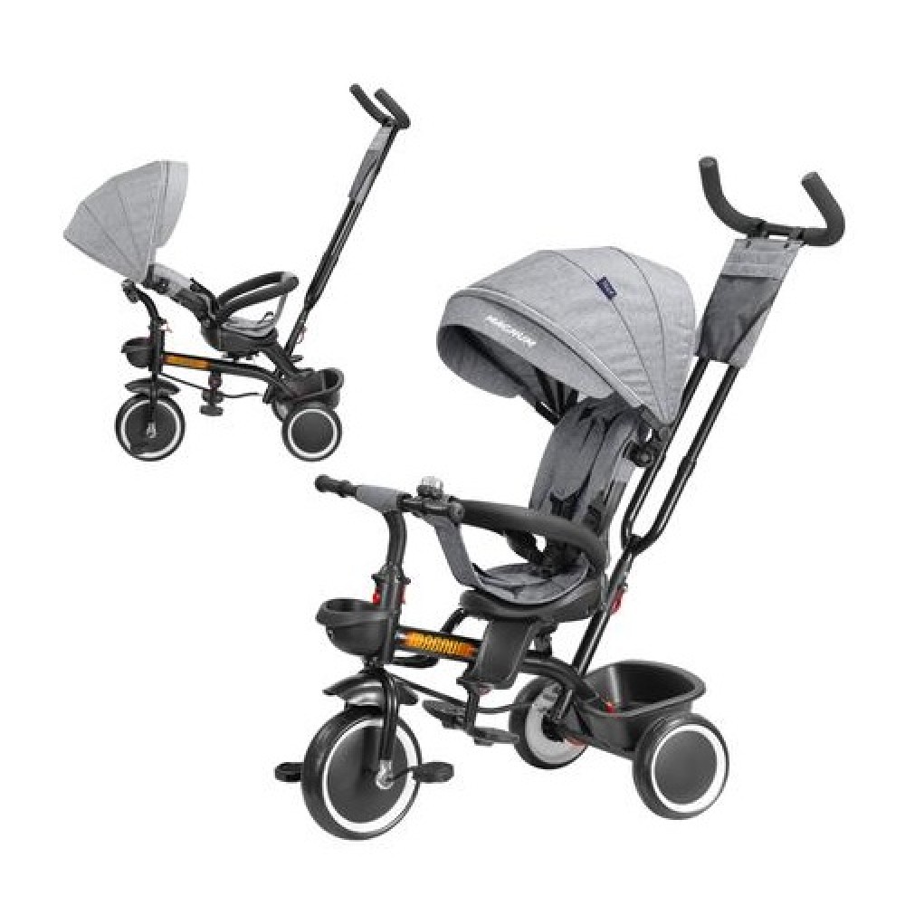 Велосипед триколісний TILLY MAGNUM T-3814 колеса поліурет. регул.спинка  з фарою СІРИЙ