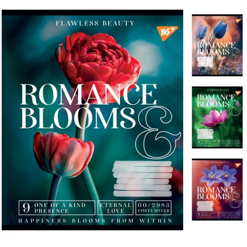 Зошит 18 клітинка арт766332 Romance blooms YES (25шт в упаковці)