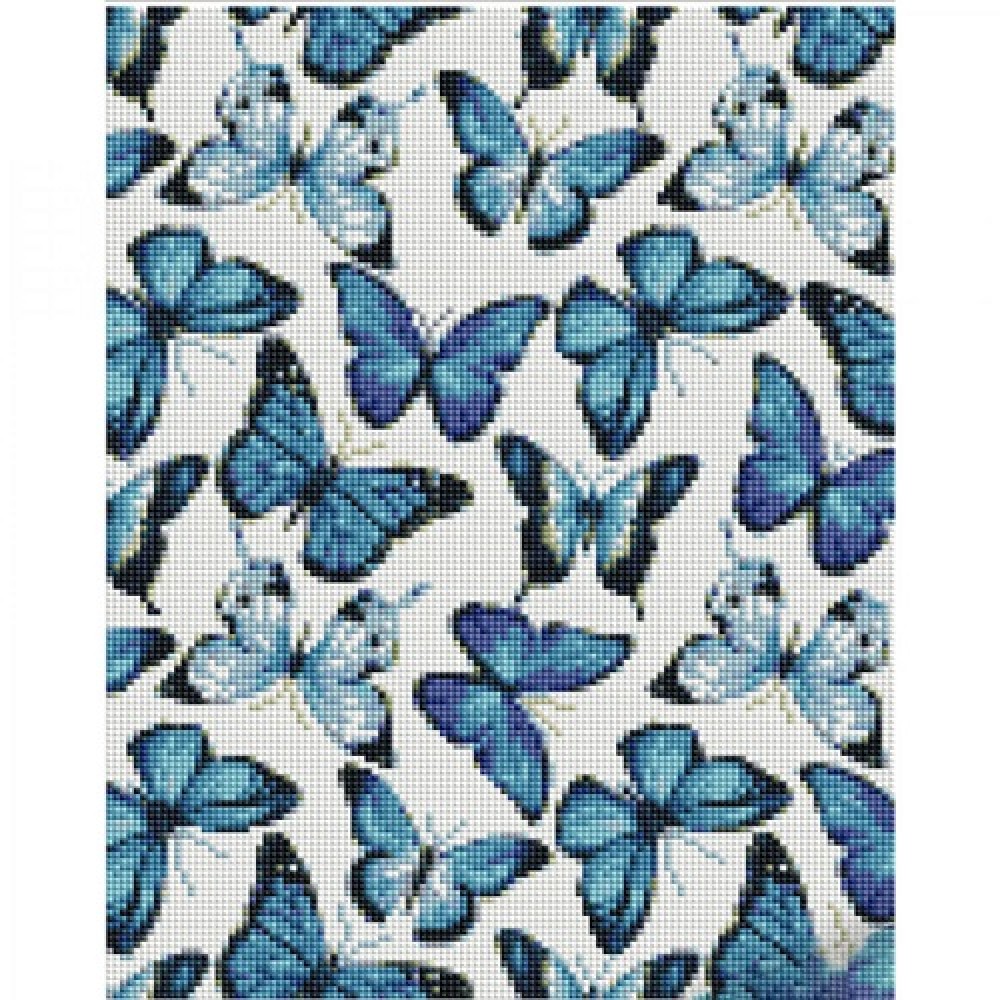 Картина діамантова STRATEG Блакитні метелики 30х40 см (KB119) 3 рівень складності 17 кольорів