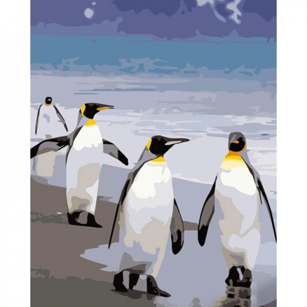 Картина за номерами Пінгвіни Strateg розміром 40х50 см GS696 3рів.скл.  24 кол