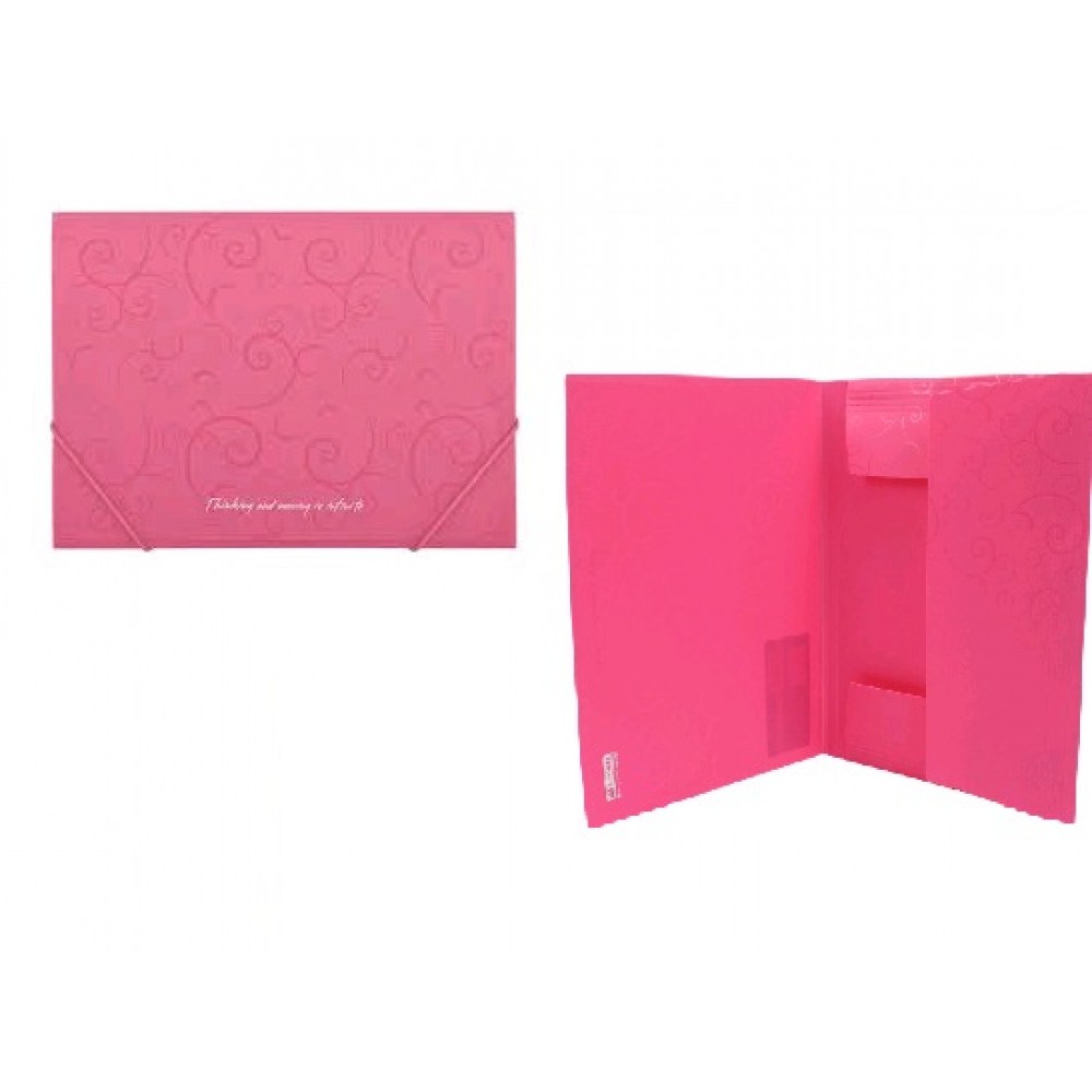 Папка на гумках А4 BUROMAX 3914-10 пластикова  Barocco  рожева (1)