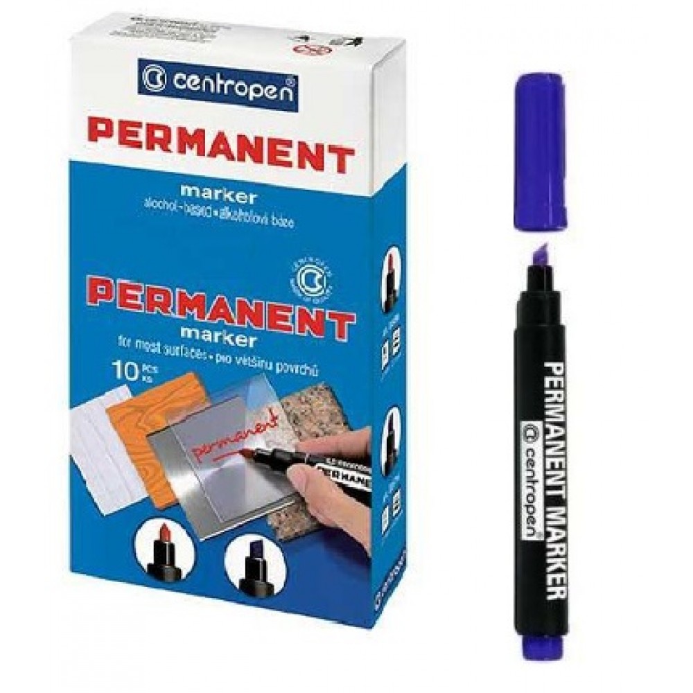 Маркер перманентний Centropen 8576-03 синій 1-4 6мм зрізаний (10 штук в упаковці)
