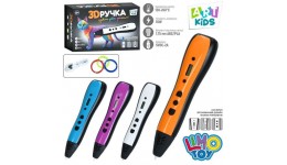 Ручка 3D набір AK 0013 16.5см  тип філаменту(пластик)-PLA (3кол. по 3м) USB 4 кол. в коробці