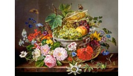 Пазл Касторленд 2000(658) Натюрморт фруктів та квітів у корзині  92*68 см