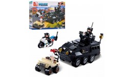 Конструктор SLUBAN M38-B0655 поліція  транспорт 3шт фігурки 324дет у кор-ці р.33х28.5х6.5см