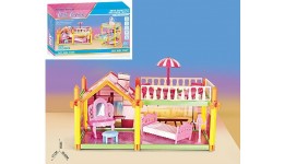 Будиночок для ляльки ABL1055 36.5х17х18см. меблі лялька 2 шт.  65 дет. в кор. 38х23.5х8 см