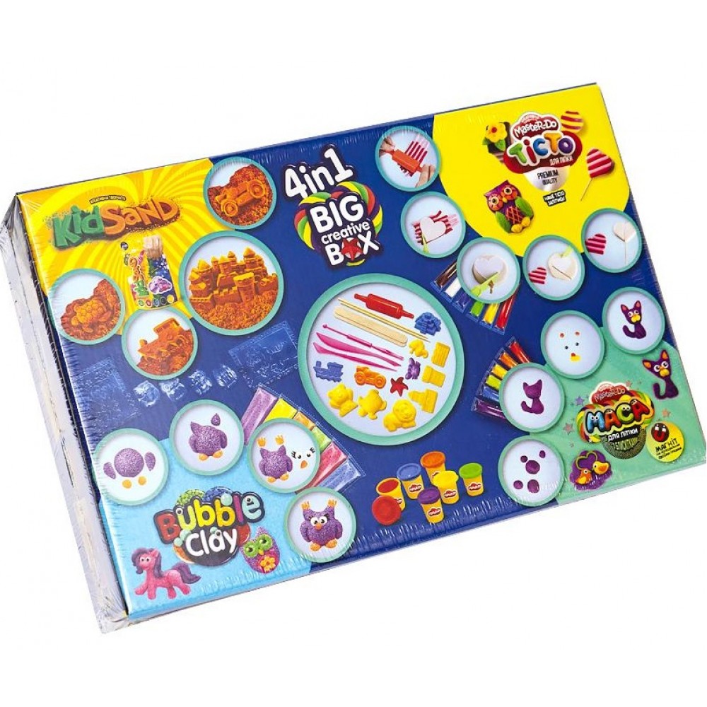 Набір подарунковий  4в1  Big Creative Box   Тісто для ліпки + кінетичний пісок  ТМ Danko toys
