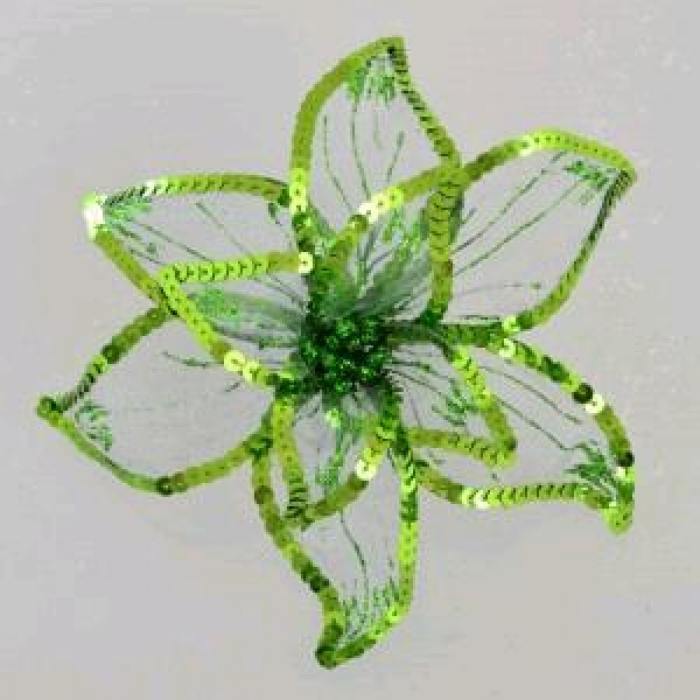 декоративна прикраса YES 750302 КВІТКА Пуансетії  Розкіш  зелена  напівпроз. 23*23см (1)