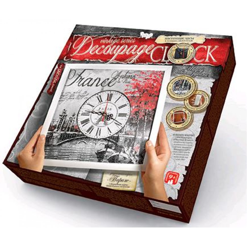 Годиник Decoupage Clock DKС-01-05 Париж (з рамкою) ДТ(1/10)