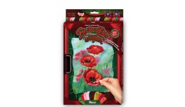 Вишивка гладдю по номерам на розтяжці VGL-01-10  Маки  ТМ Danko toys(рос.мова на упаковці)