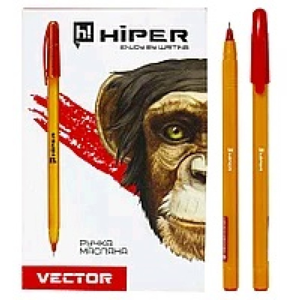 Ручка масляна HIPER Vector HO-600 0.7мм червона (50 шт. в упаковці)