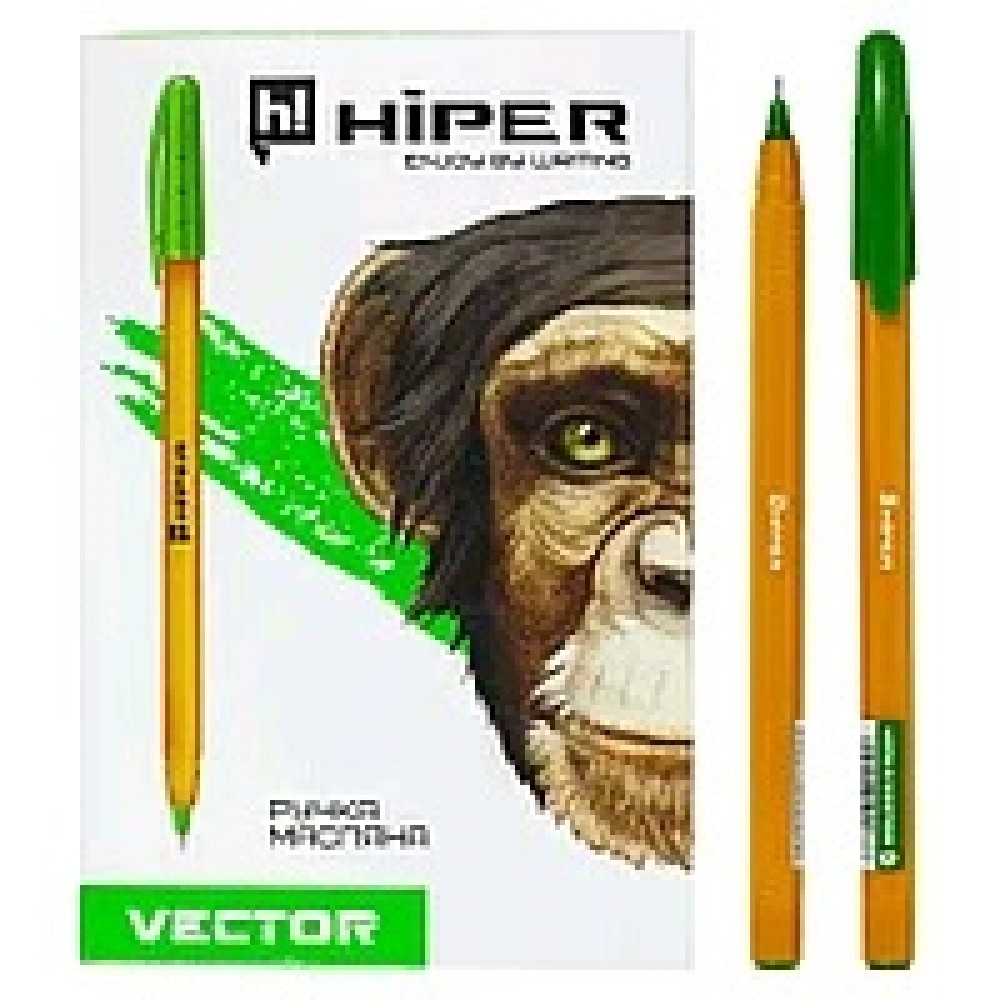 Ручка масляна HIPER Vector HO-600 0.7мм зелена (50 шт. в упаковці)