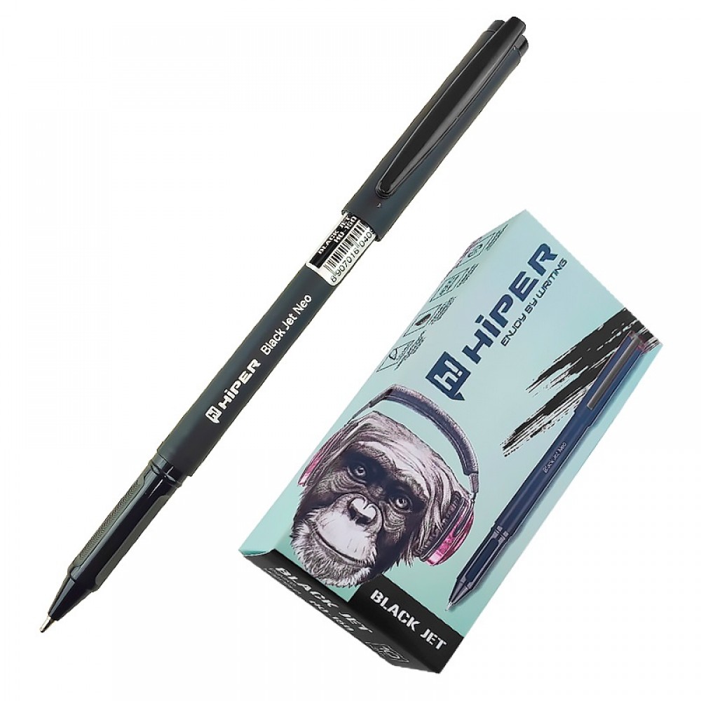 Ручка масляна HIPER Black Jet NEO HO-150 4 км. 1 00мм чорна (10 шт. в упаковці)