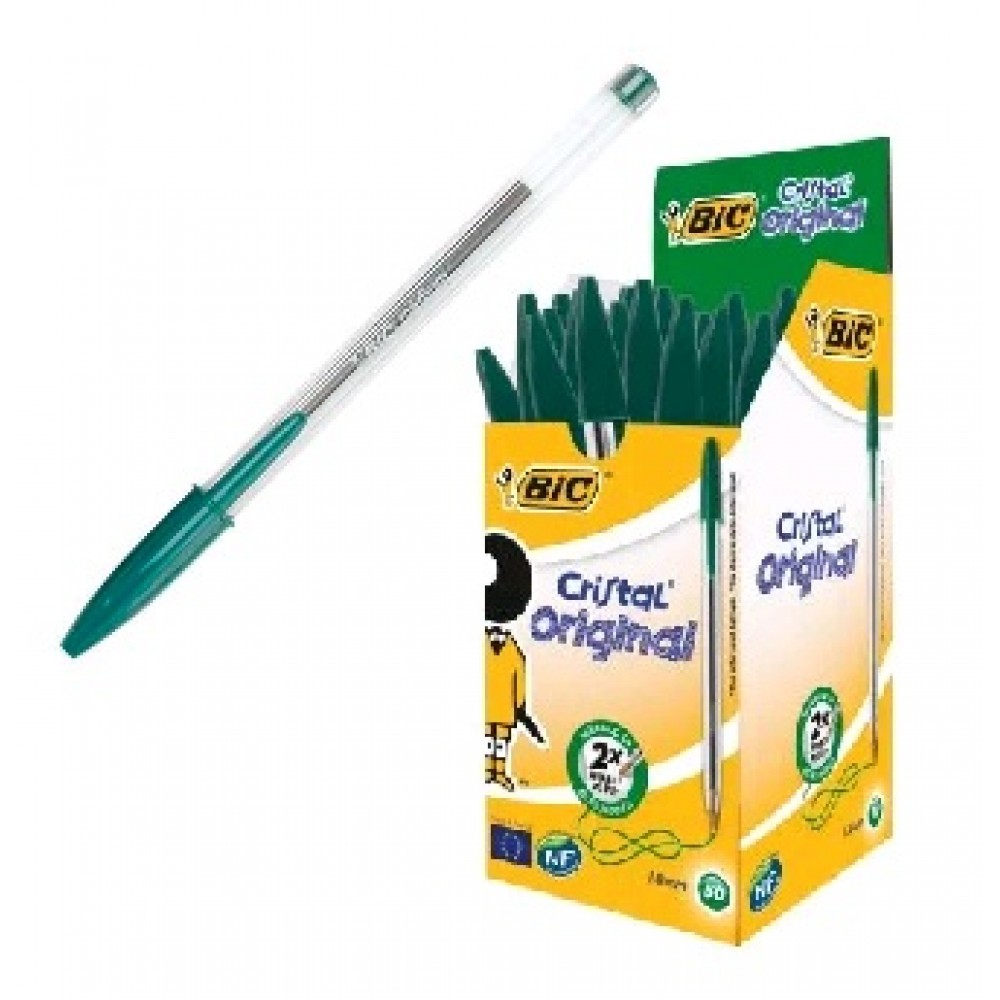 Ручка кулькова BIC 8373629 зелена  Cristal  1мм (50 шт. в упаковці)