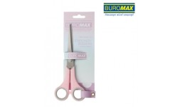 Ножиці BUROMAX 4504-10 офісні 17см круглі ручки  з сірими гумов. вставками Рожеві PASTEL (1/)