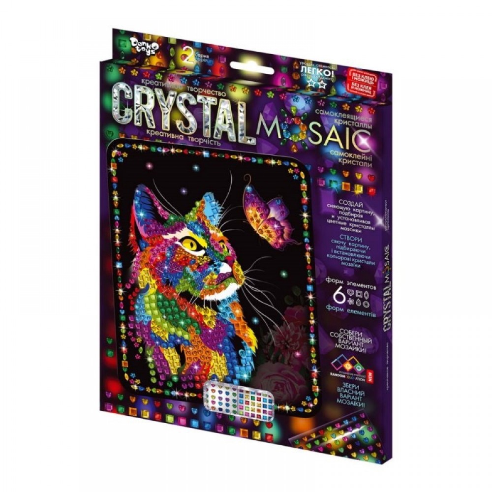 Мозаїка з кольорових кристалів: CRYSTAL MOSAIC CRM-02-04 розмір 21х30 см TM Danko Toys (1/10)
