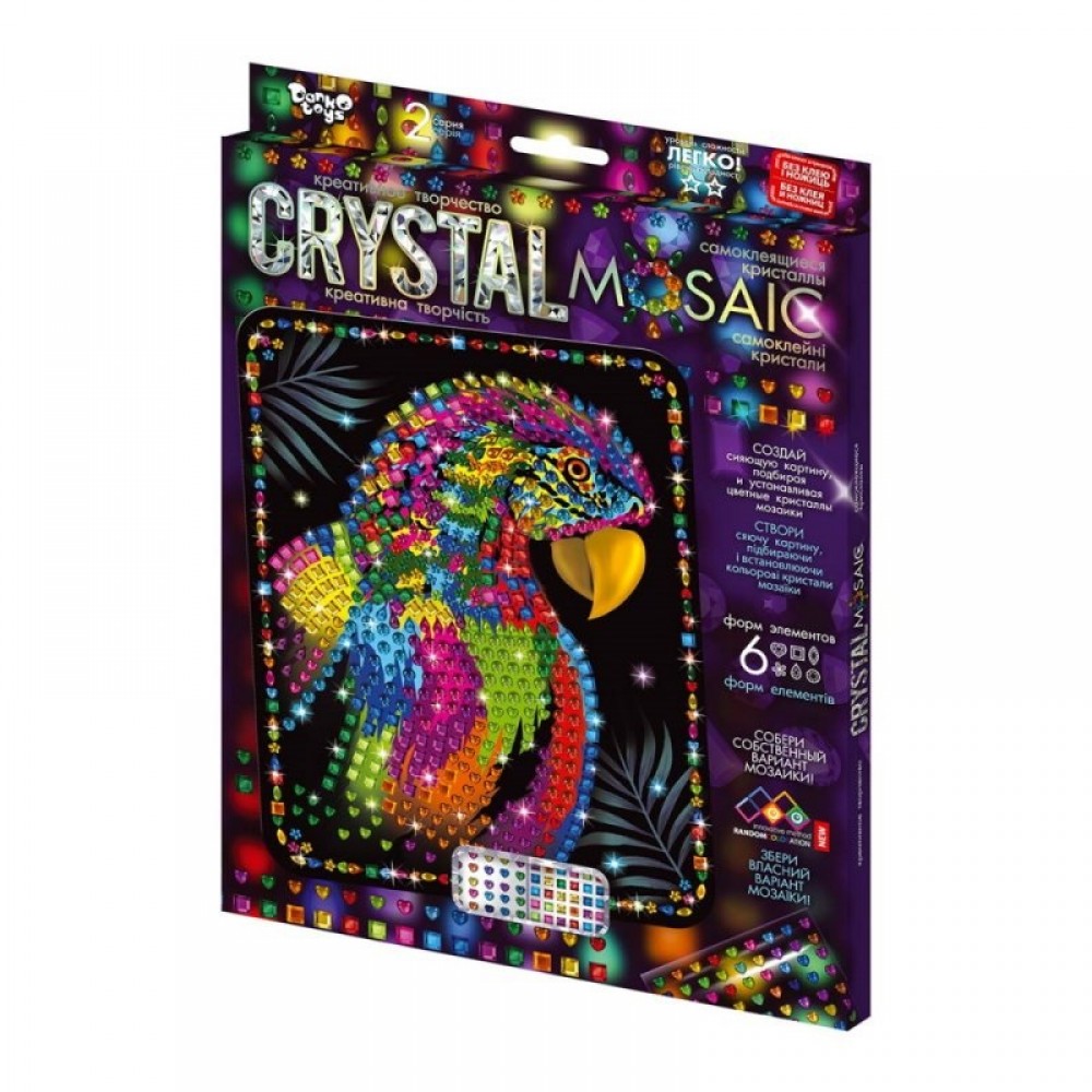 Мозаїка з кольорових кристалів: CRYSTAL MOSAIC CRM-02-06 розмір 21х30 см TM Danko Toys(1/10)