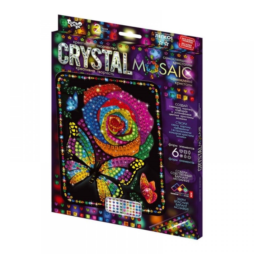 Мозаїка з кольорових кристалів: CRYSTAL MOSAIC CRM-02-07 розмір 21х30 см TM Danko Toys (1/10)