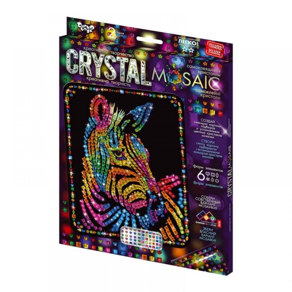 Мозаїка з кольорових кристалів: CRYSTAL MOSAIC CRM-02-08 розмір 21х30 см TM Danko Toys (1/10)