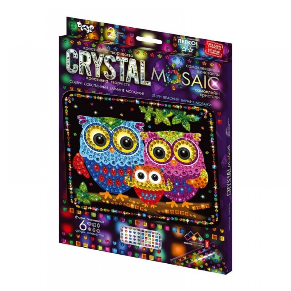 Мозаїка з кольорових кристалів: CRYSTAL MOSAIC CRM-02-10 розмір 21х30 см TM Danko Toys (1/10)