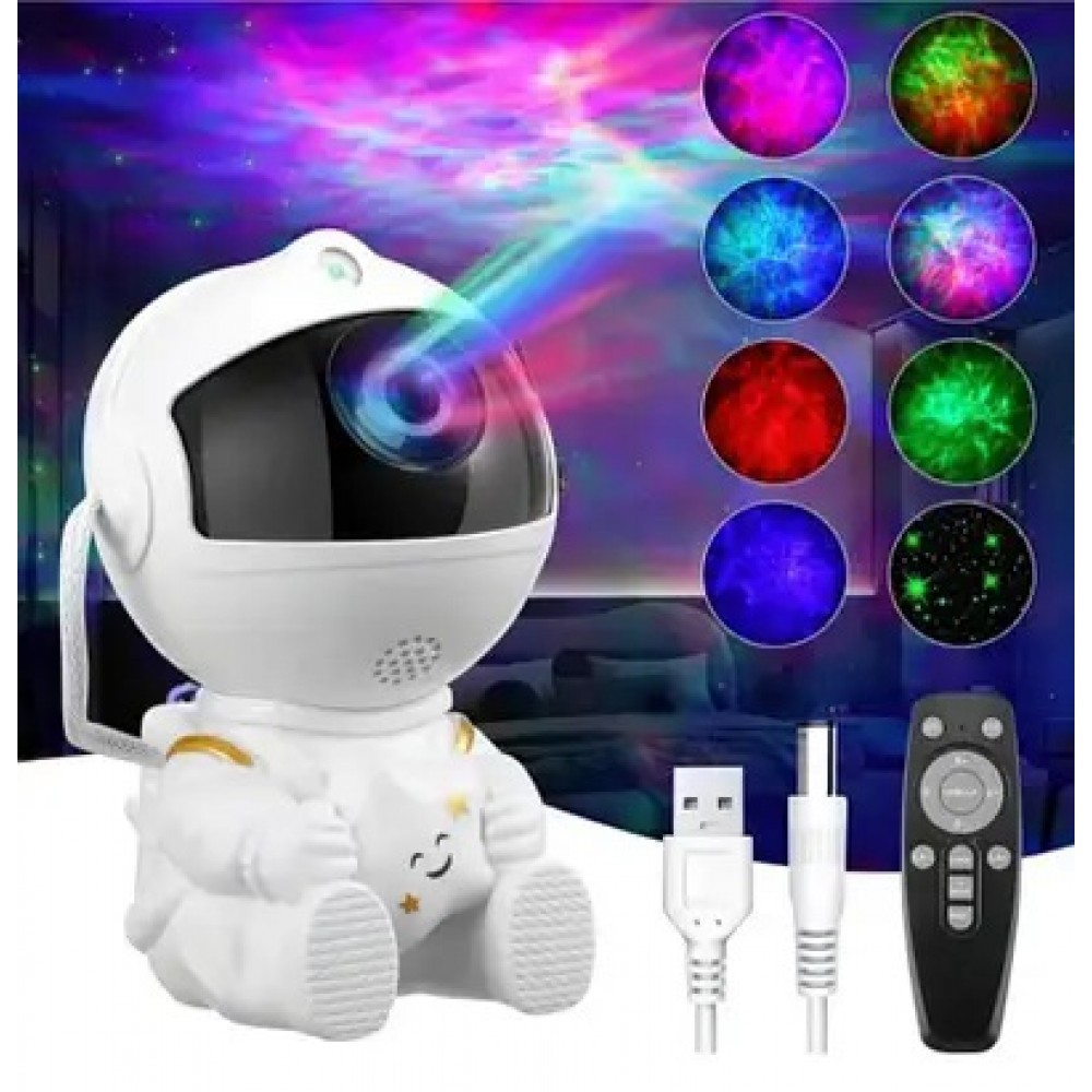 Нічник-проектор Космонавт зоряне небо пульт USB  в коробці р.13х8см