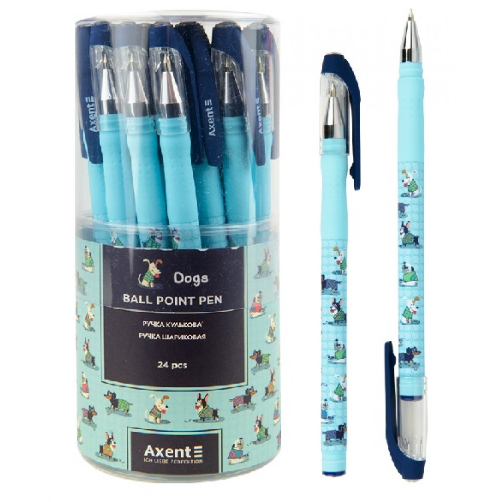 Ручка кулькова AXENT AB1049-31 Dogs синя  0 5мм  (24 шт. в упаковці)