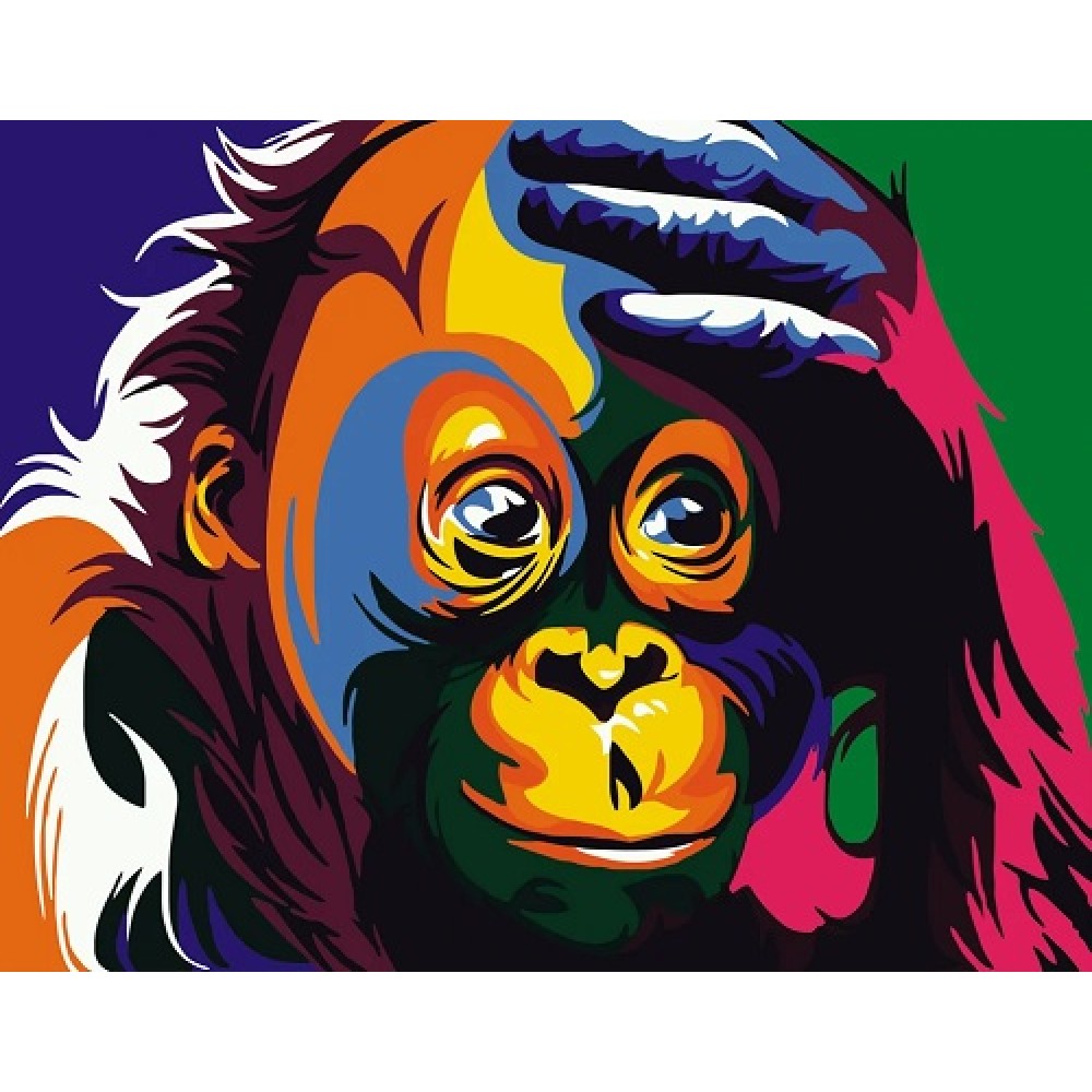 Картина за номерами Поп-арт мавпочка Strateg розміром 40х50 см DY002 2рів.скл.  13кол.
