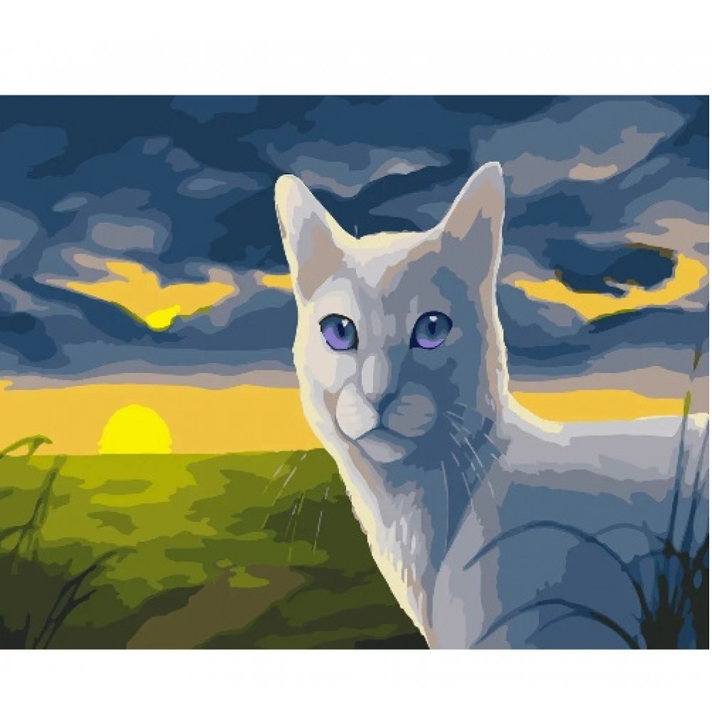 Картина за номерами Кіт на фоні пейзажу Strateg розміром 40х50 см GS369 3рів.скл.  24 кол