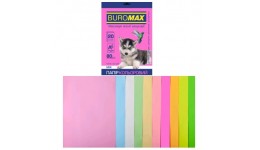 Набір паперу д/друку кольор. А4  10кол. 20арк BUROMAX мікс PASTEL+NEON 80г/м2 (1/150)