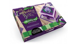 Шкатулка вишита гладдю Embroidery Box EMB-01-03 Три фіолетових троянди Д/Т(1/16)