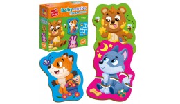 Бебі пазли 1722-26 картонні з грою. Лісові звірі. VT Vladi Toys