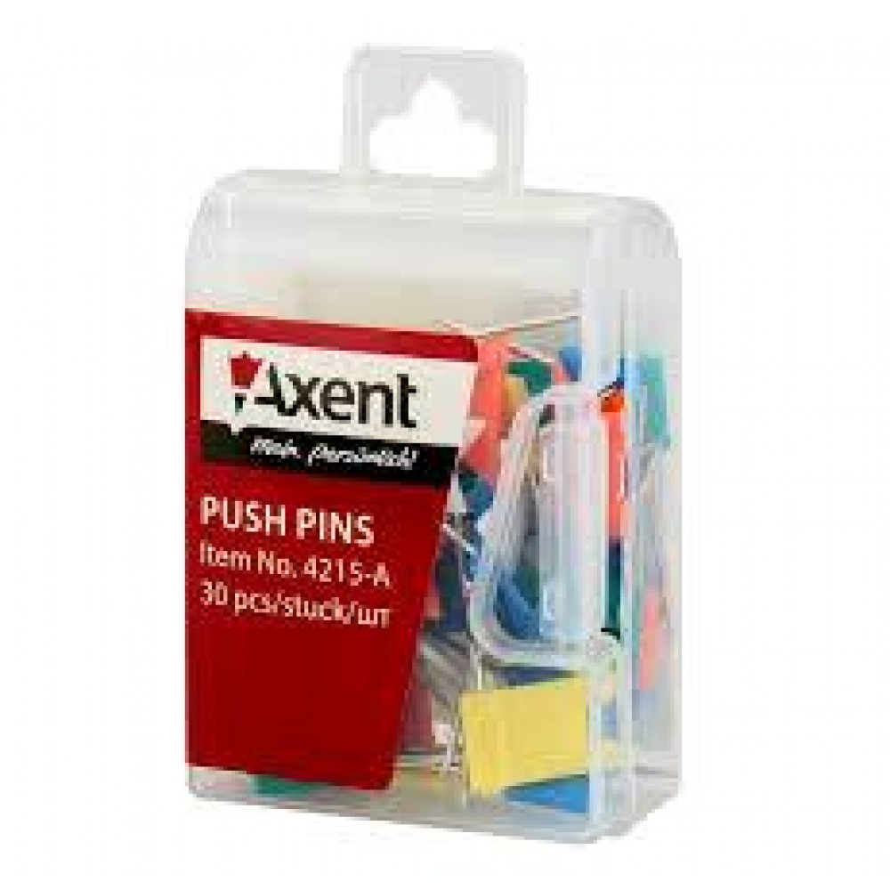 Кнопки AXENT 4215 цвяшки-прапорці 30шт в пластик. контейнері (1/10)