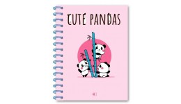 Блокнот А5   80 арк  Cute pandas-1 БЕЗЛІН тверда палітурка  пружина  рожеві аркуші ТМ АртПринт
