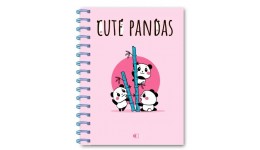 Блокнот А5   80 арк  Cute pandas-1 БЕЗЛІН тверда палітурка  пружина  кольор.аркуші ТМ АртПринт