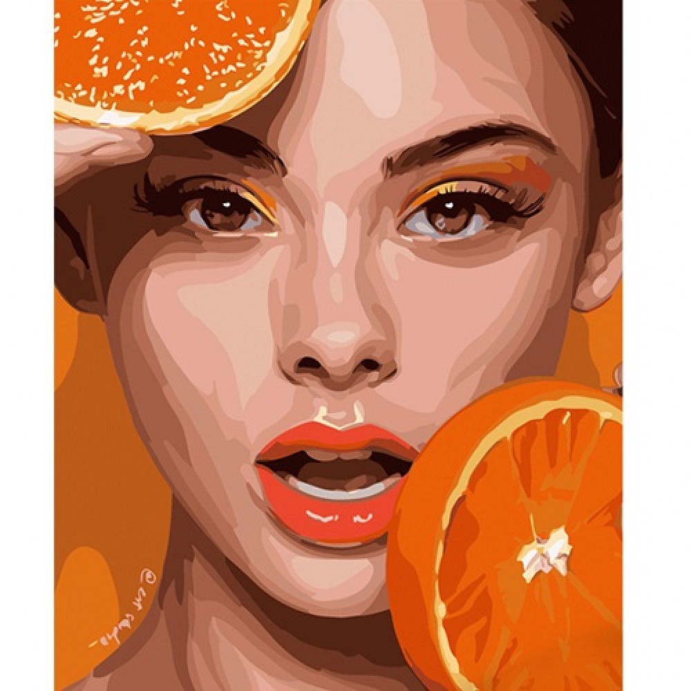 Картина за номерами Апельсиновий портрет Strateg 40х50 см (GS552) 3 рівень складн. 24 кольорів