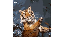 Картина за номерами Тигр-ловець Strateg розміром 40х40 см SK004 3рів.скл.  18кол