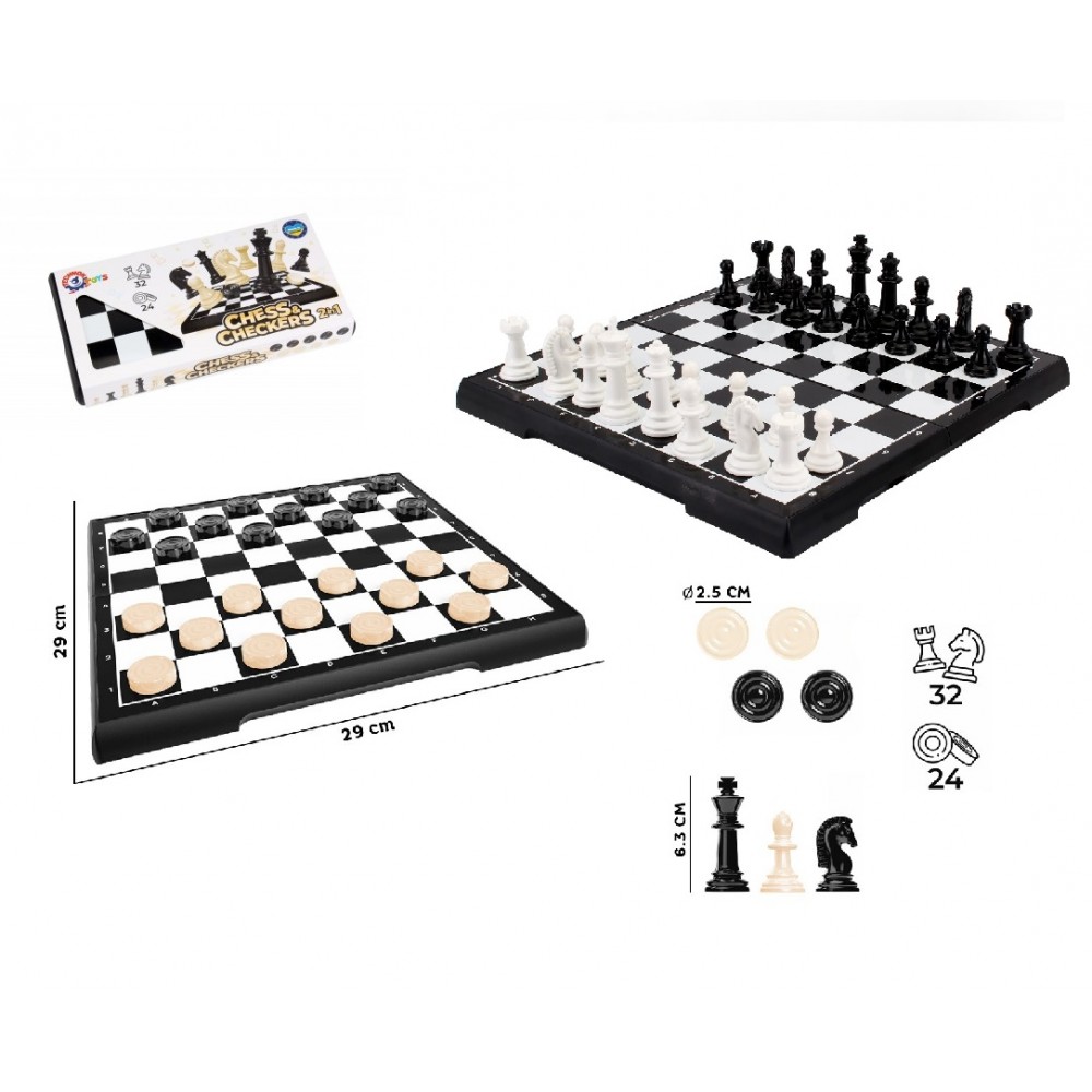 Шахи 2 в 1 (шашки+шахи) арт. 9079  ТехноК 28*14*4 см