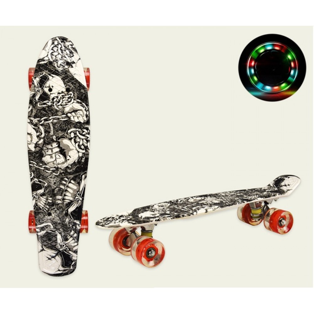 Скейт  PENNY BOARD  22  SC20505 Mix color 2  PU колеса зі світлом  дека 56х15 см