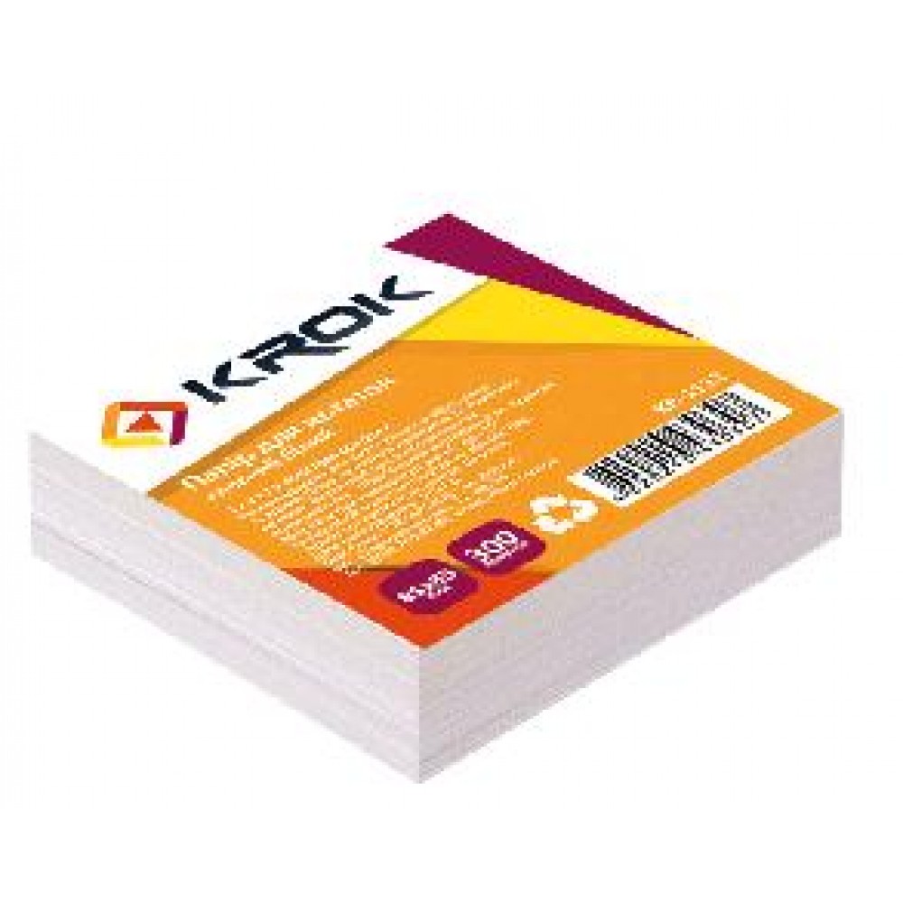 Блок паперу Krok KR-1112 для нотаток білий клеєний 85х85х300арк (1/48)