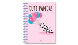Блокнот А5   80 арк  Cute pandas-2 БЕЗЛІН тверда палітурка  пружина  рожеві аркуші ТМ АртПринт